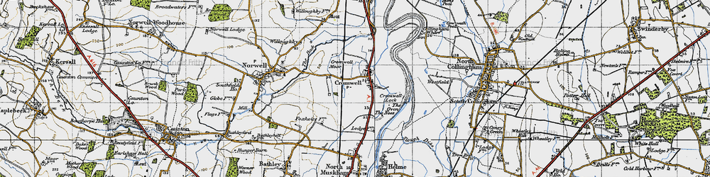 Old map of Cromwell in 1947
