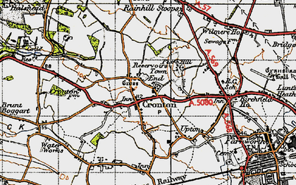 Old map of Cronton in 1947