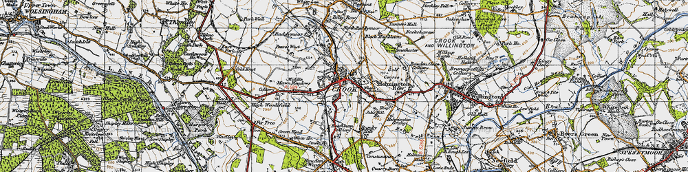 Old map of Crook in 1947