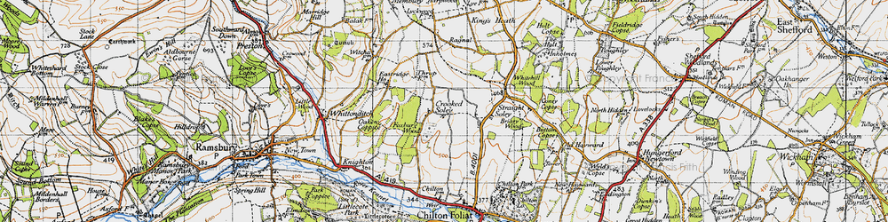 Old map of Crooked Soley in 1945