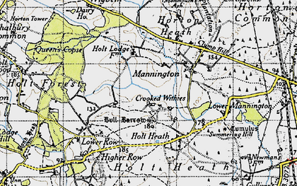 Old map of Crooked Withies in 1940