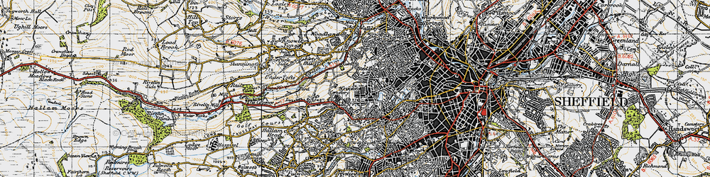 Old map of Crookes in 1947