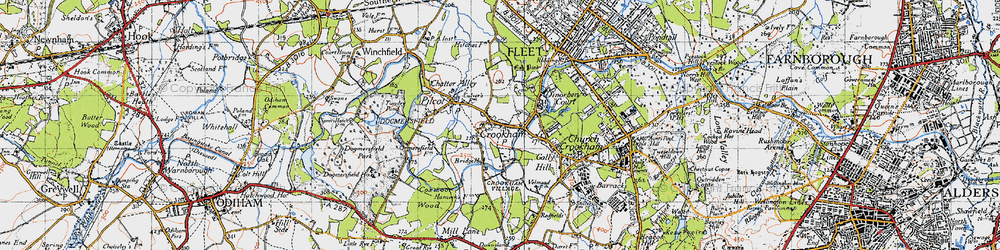 Old map of Crookham Village in 1940