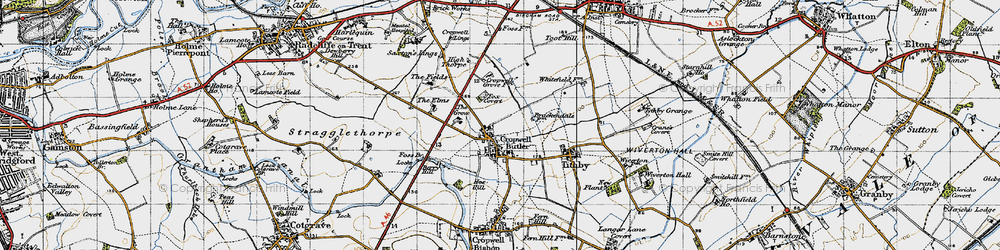 Old map of Cropwell Butler in 1946