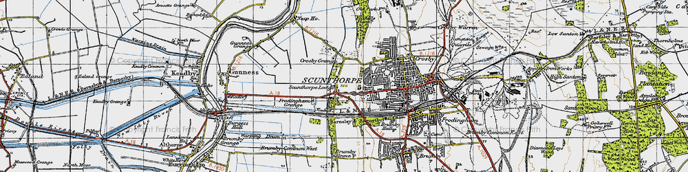 Old map of Crosby in 1947