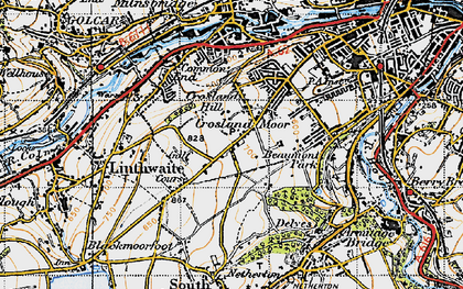Old map of Crosland Hill in 1947