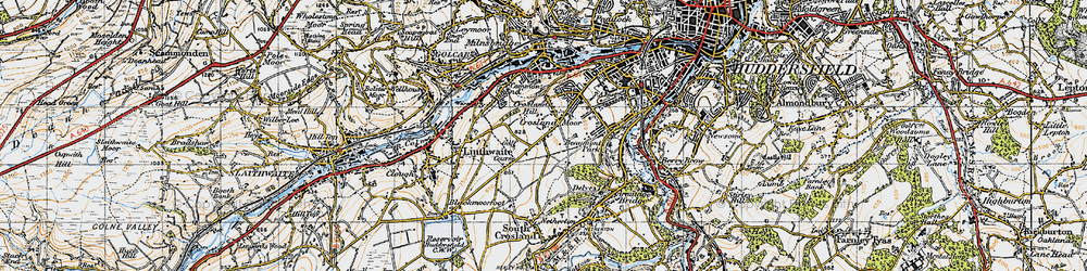 Old map of Crosland Hill in 1947