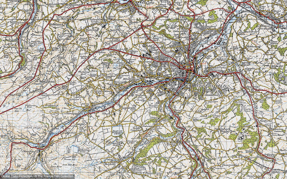 Old Map of Crosland Moor, 1947 in 1947