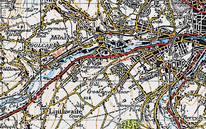 Old map of Crosland Moor in 1947