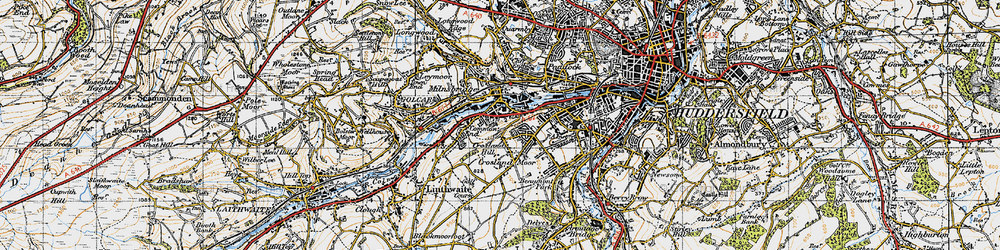 Old map of Crosland Moor in 1947