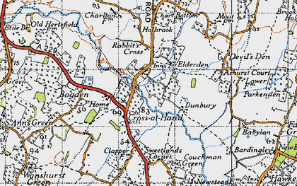 Old map of Cross-at-Hand in 1940