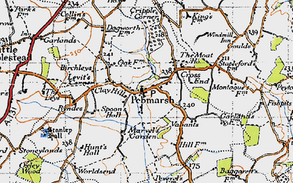 Old map of Cross End in 1945