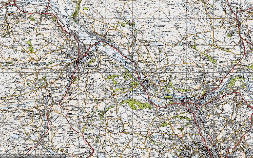 Old Map of Historic Map covering Marley in 1947