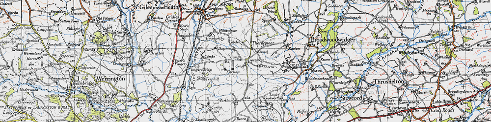 Old map of Cross Green in 1946