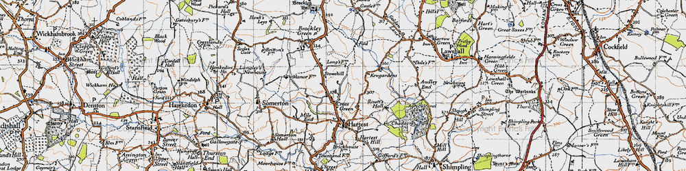 Old map of Cross Green in 1946
