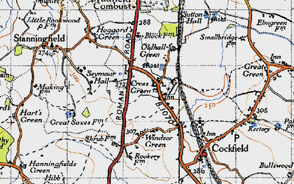 Old map of Cross Green in 1946