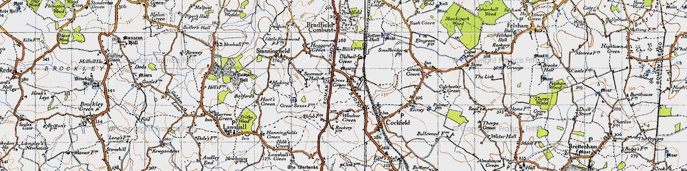 Old map of Cross Green in 1946