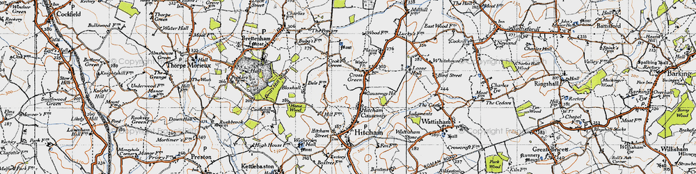 Old map of Cross Green in 1946