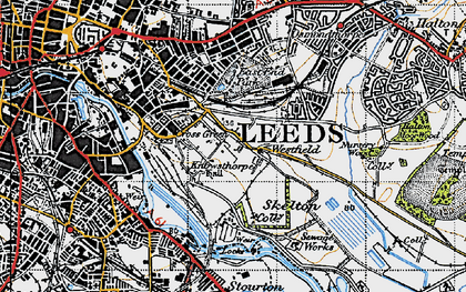 Old map of Cross Green in 1947