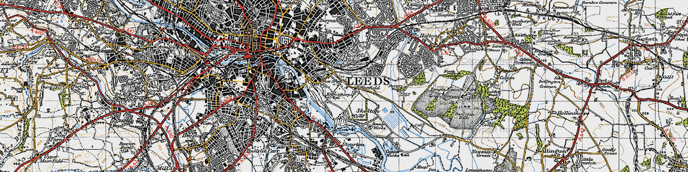Old map of Cross Green in 1947