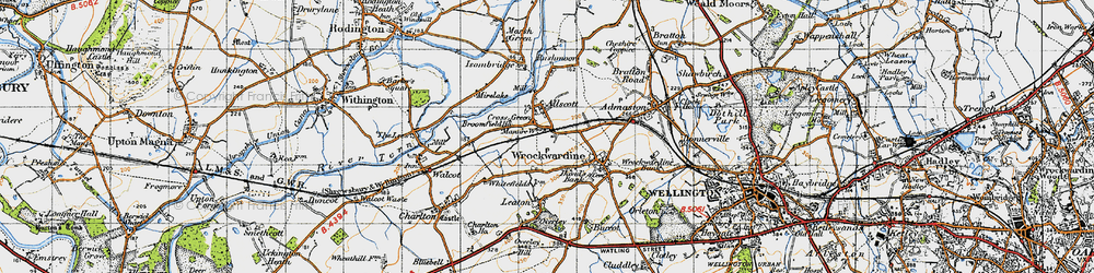Old map of Cross Green in 1947