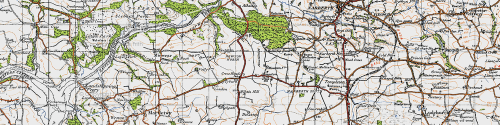 Old map of Cross Hands in 1946