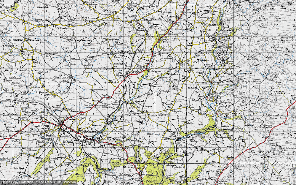 Old Map of Historic Map covering Trevisquite Manor in 1946