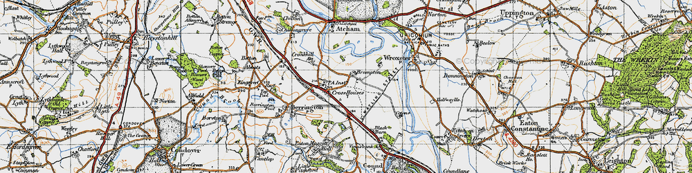 Old map of Cross Houses in 1947
