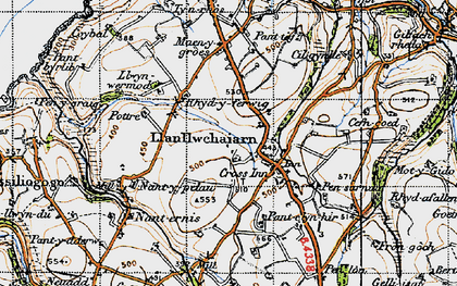 Old map of Cross Inn in 1947