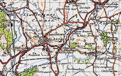 Old map of Afon Clun in 1947