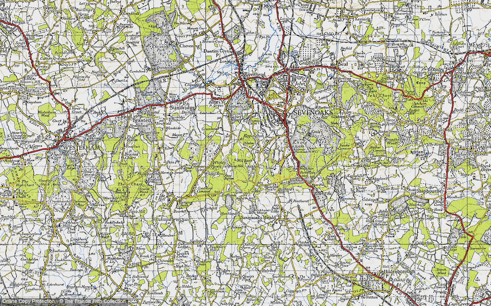 Old Map of Historic Map covering Whitley Forest in 1946