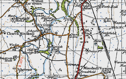 Old map of Cross Lane in 1947