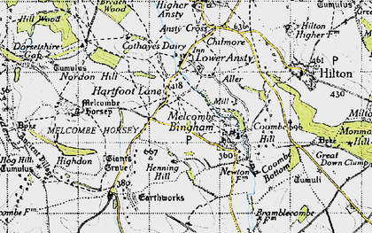 Old map of Cross Lanes in 1945