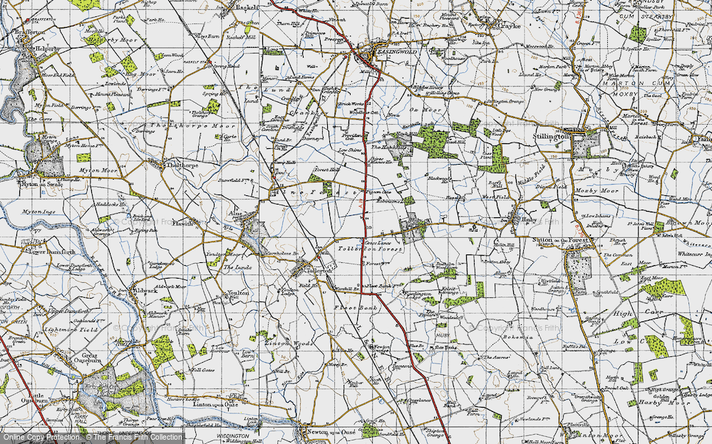 Old Map of Historic Map covering Tollerton Forest in 1947