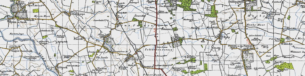Old map of Tollerton Forest in 1947