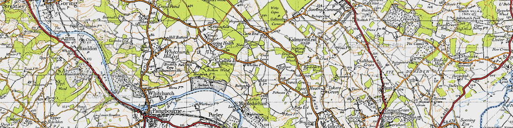 Old map of Cross Lanes in 1947