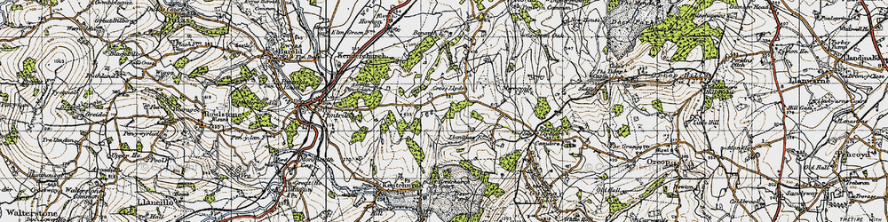 Old map of Cross Llyde in 1947