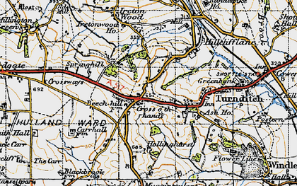 Old map of Cross o'th hands in 1946