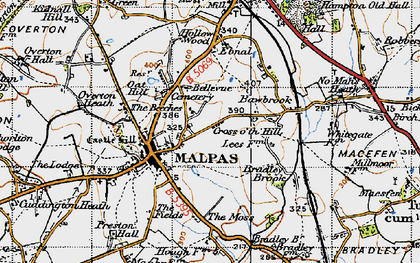 Old map of Cross o' th' Hill in 1947