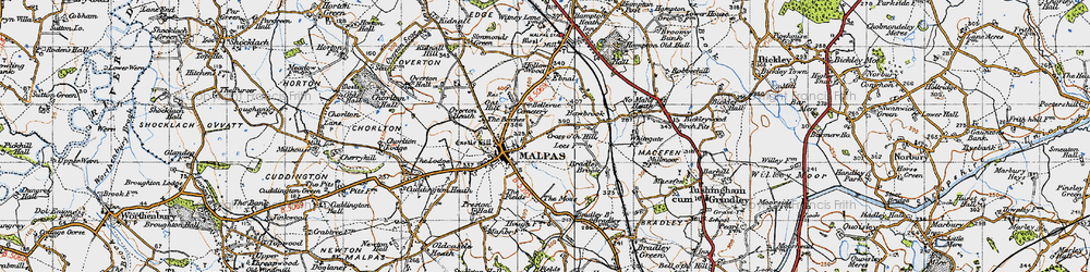 Old map of Bradley Brook in 1947