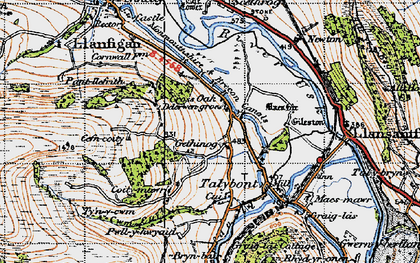 Old map of Cross Oak in 1947