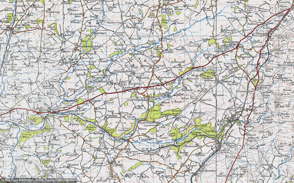 Old Map of Cross Roads, 1946 in 1946