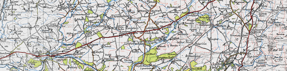 Old map of Cross Roads in 1946