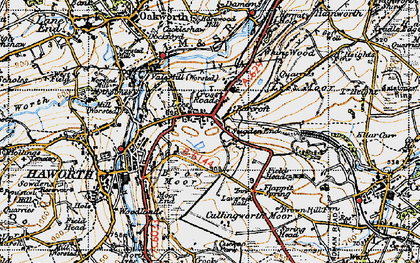 Old map of Cross Roads in 1947