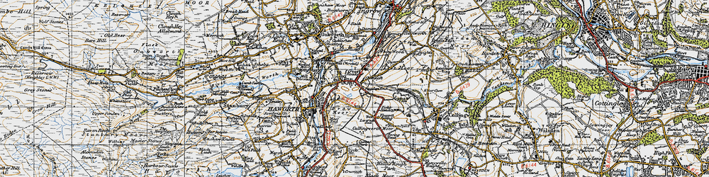 Old map of Cross Roads in 1947