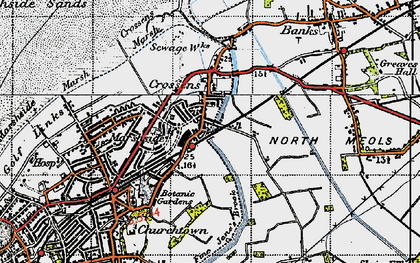 Old map of Crossens in 1947