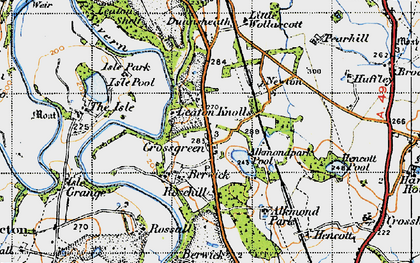 Old map of Alkmund Park Pool in 1947