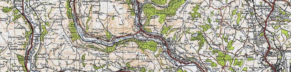 Old map of Crosskeys in 1947