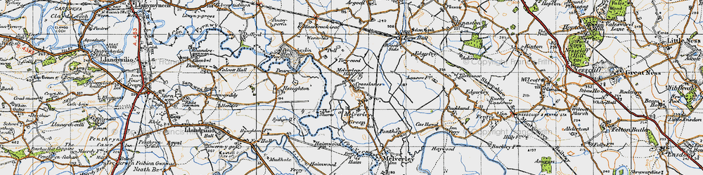 Old map of Crosslanes in 1947