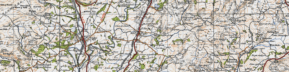 Old map of Bryn-y-groes in 1947